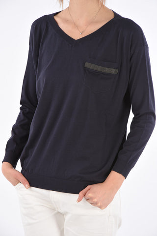 maglia scollo a V con taschino