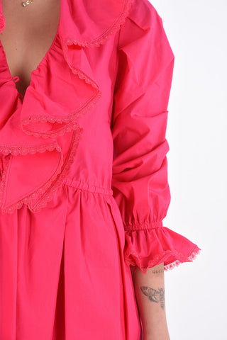 Draped Mini Dress with Lace Trimmings
