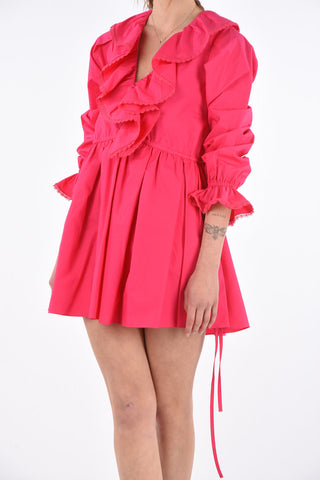 Draped Mini Dress with Lace Trimmings