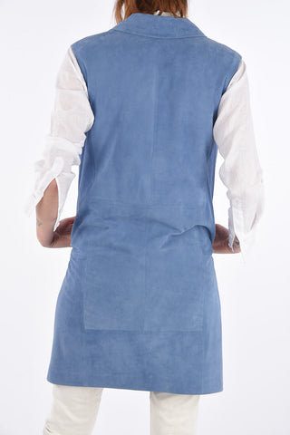 Suede Double-Breasted Long Vest  