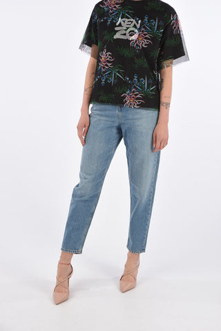 Floral-Printed Double Layer T-shirt