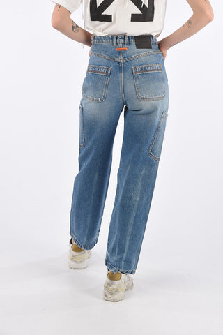 Vintage effect high-rise waist baggy jeans