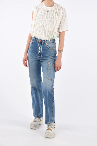 Vintage effect high-rise waist baggy jeans