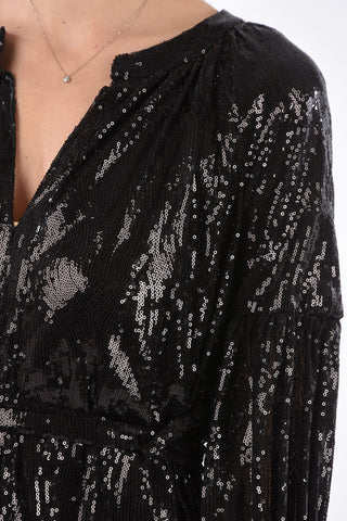 Sequined Long Sleeve Mini Dress