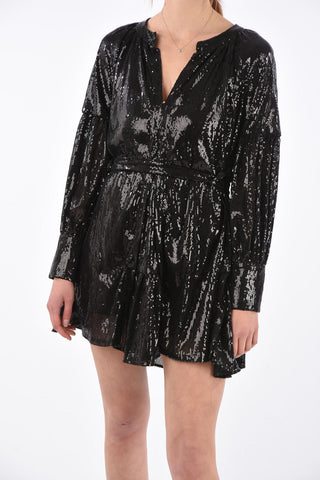 Sequined Long Sleeve Mini Dress