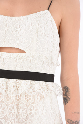 Mini Dress Cut Out in Pizzo Macramé