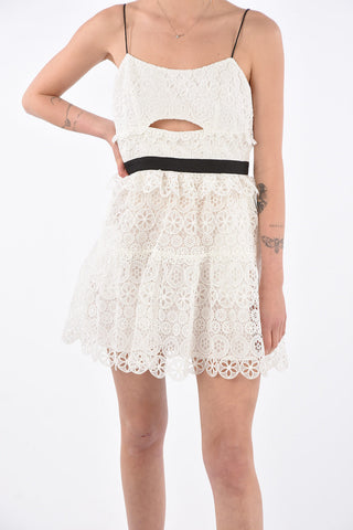 Mini Dress Cut Out in Pizzo Macramé