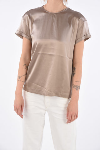 Silk rhinestone embellished top