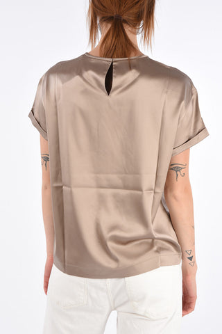 Silk rhinestone embellished top