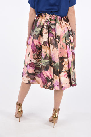 Floral Printed Godet Skirt