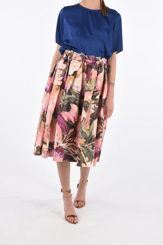 Floral Printed Godet Skirt