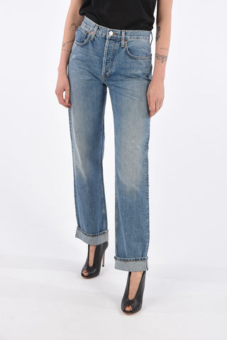 cuffed hem high-rise waist jeans