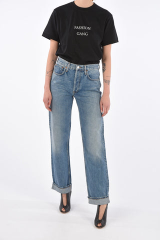 cuffed hem high-rise waist jeans