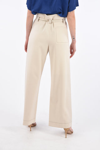 Virgin Wool Palazzo Pants with Belt