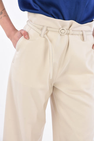 Virgin Wool Palazzo Pants with Belt