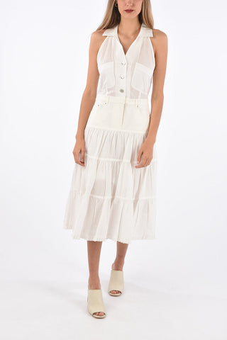 Ruffle Tiered Dress with Denim Detail