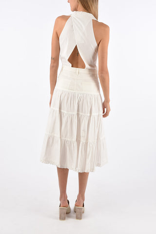 Ruffle Tiered Dress with Denim Detail