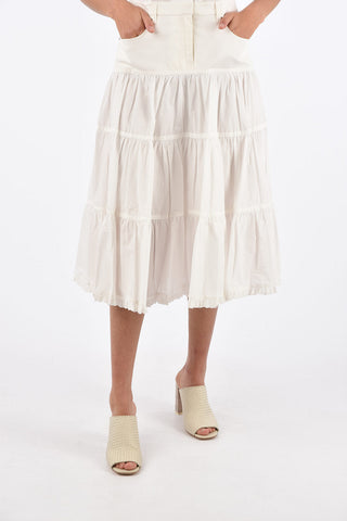 Ruffle Tiered Dress with Denim Detail