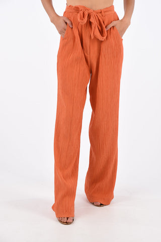 Crinkle THOMAZIA Palazzo Pants with Belt