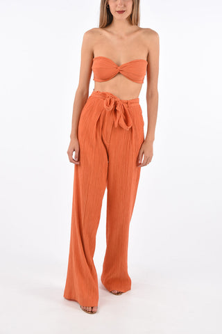 Crinkle THOMAZIA Palazzo Pants with Belt