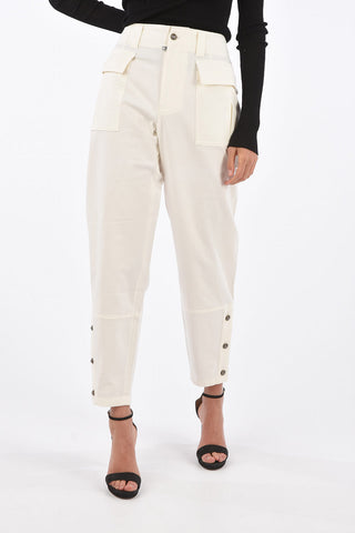 Wide leg pants with ankle button