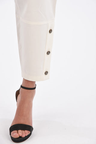 Wide leg pants with ankle button
