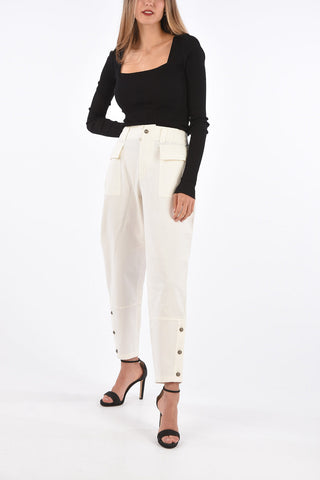 Wide leg pants with ankle button