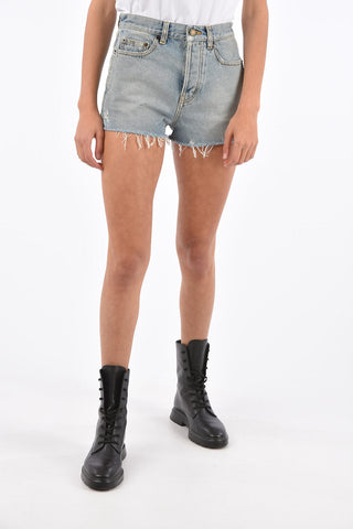 frayed hem denim shorts