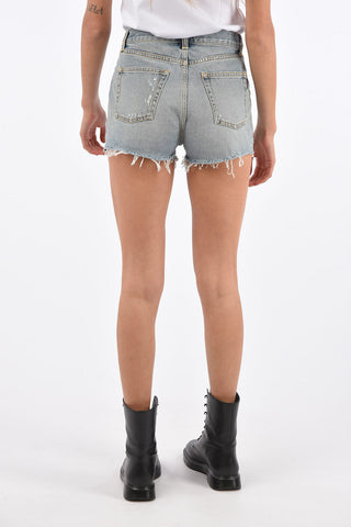 frayed hem denim shorts