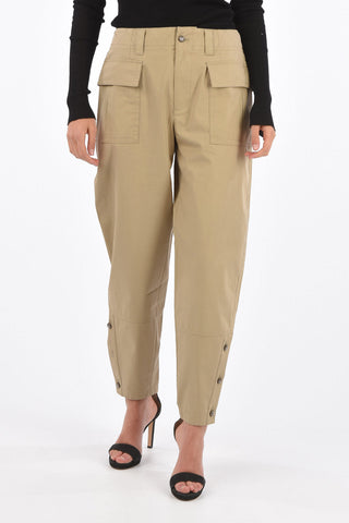 Wide leg pants with ankle button