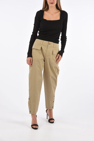 Wide leg pants with ankle button