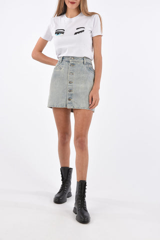 denim mini wrap skirt