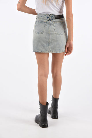 denim mini wrap skirt