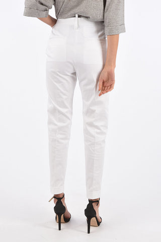 Man cigarette fit cuffed hem trousers