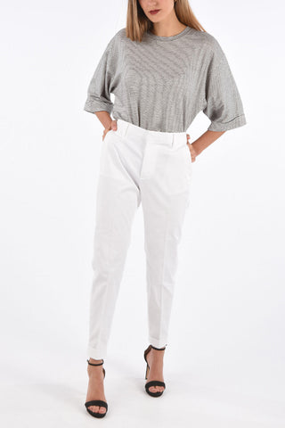 Man cigarette fit cuffed hem trousers