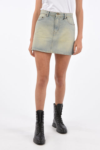 denim stretch mini skirt