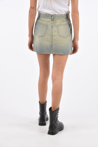 denim stretch mini skirt