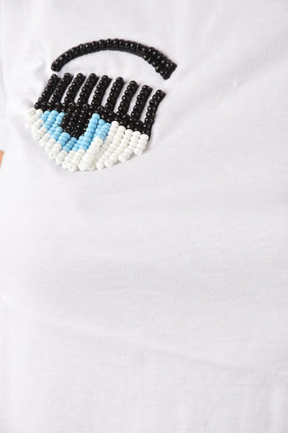 pearl embellished BEADS FLIRTING t-shirt