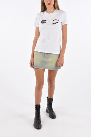 pearl embellished BEADS FLIRTING t-shirt