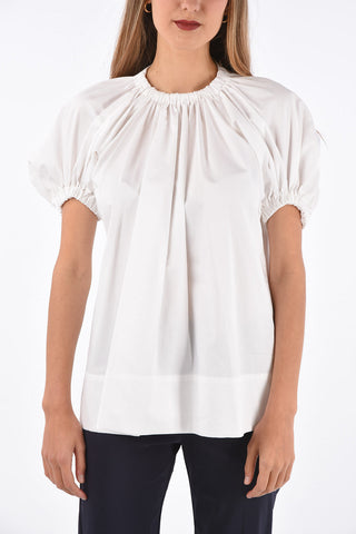 Cotton Puffed Sleeve Open Back Top
