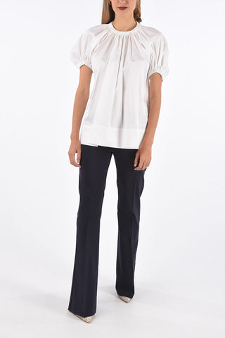 Cotton Puffed Sleeve Open Back Top