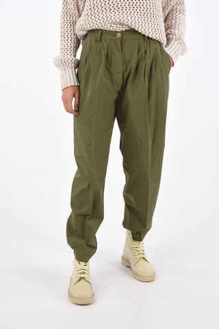 Wide leg double pleat trousers