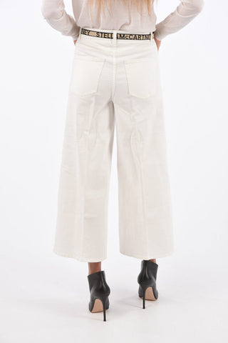 Wide Leg Cropped Fit Denims with Logo Belt