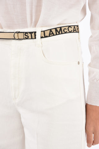 Wide Leg Cropped Fit Denims with Logo Belt