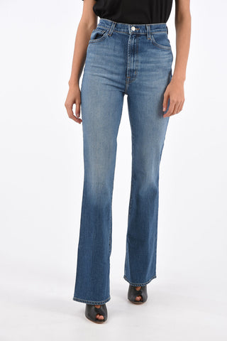 denim stretch high-rise waist straight fit jeans