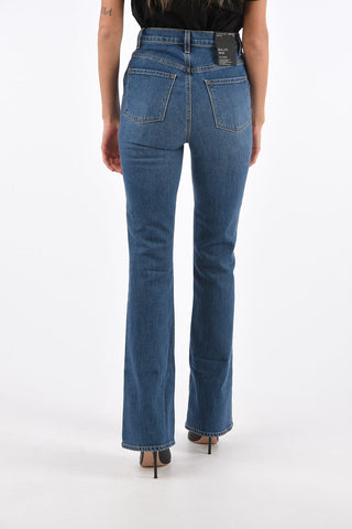 denim stretch high-rise waist straight fit jeans