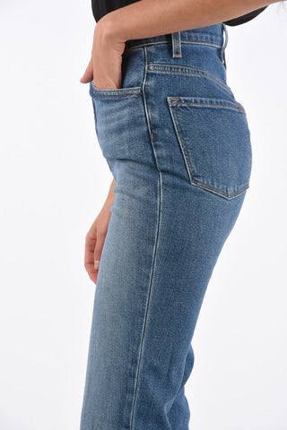 denim stretch high-rise waist straight fit jeans