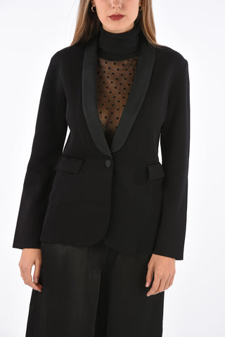 One Button Knit Blazer