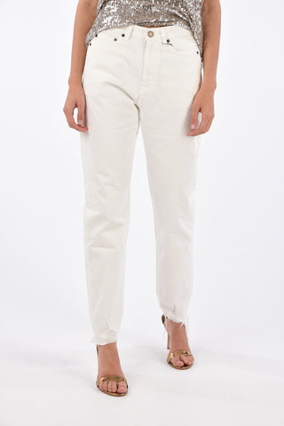 5 Pocket Slim Fit Denims with Fringed Bottom 15cm
