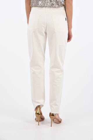 5 Pocket Slim Fit Denims with Fringed Bottom 15cm